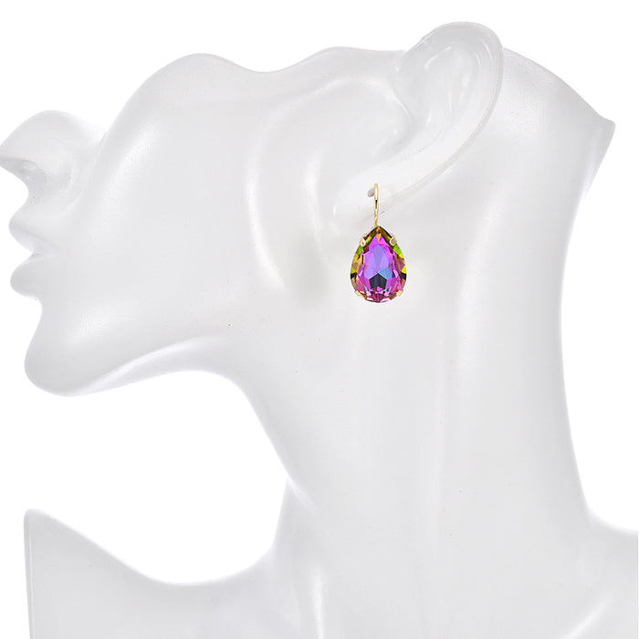Mystic Vitrail Goddess Teardrop Leverback Earrings (Goldtone/Mystic Vitrail)