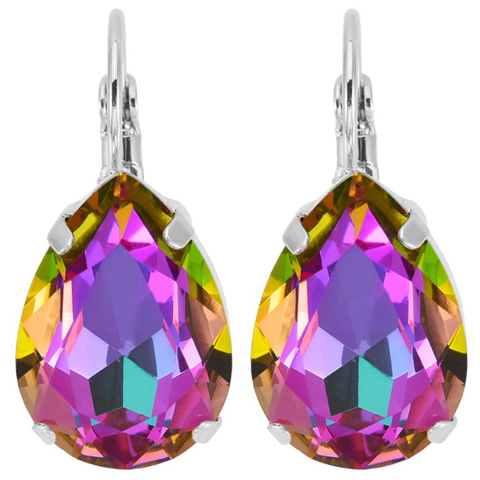 Mystic Vitrail Goddess Teardrop Leverback Earrings (Sterling Silvertone/Mystic Vitrail)