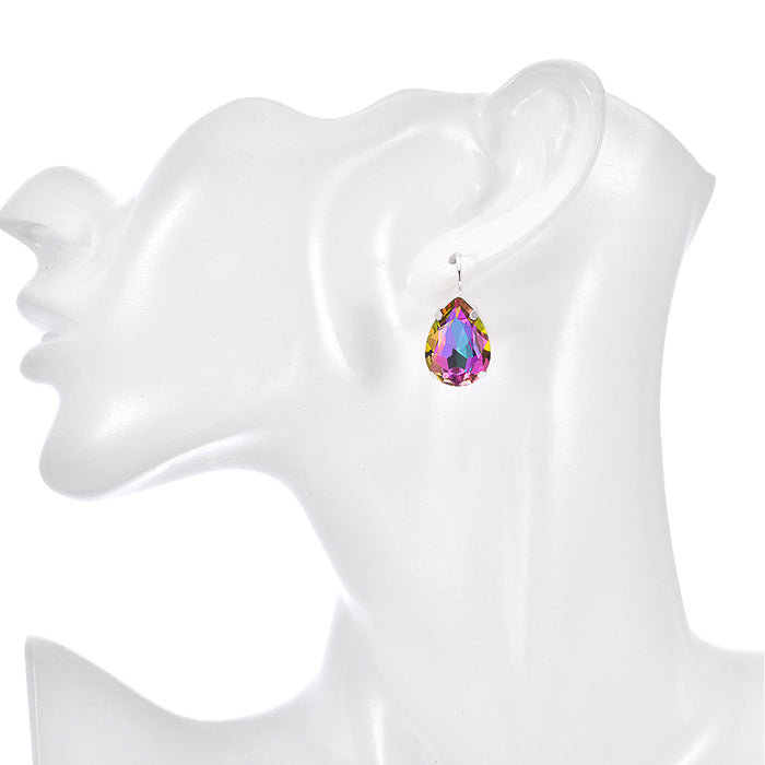 Mystic Vitrail Goddess Teardrop Leverback Earrings (Sterling Silvertone/Mystic Vitrail)