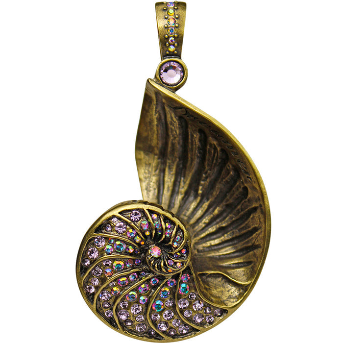 Nautilus Dreamer Foldover Pendant (Brass Ox)