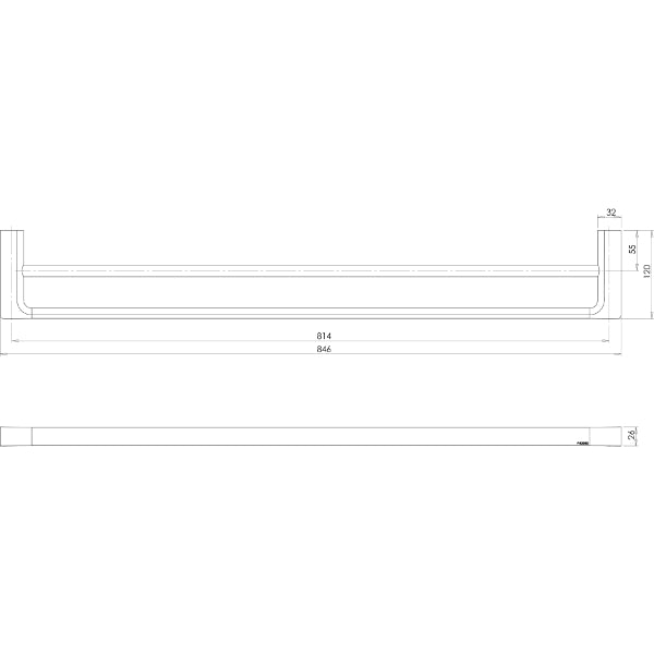 Phoenix Gloss Double Towel Rail 800mm - Brushed Carbon