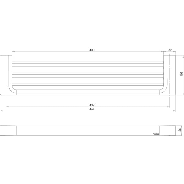 Phoenix Gloss Shower Shelf - Brushed Carbon 465mm