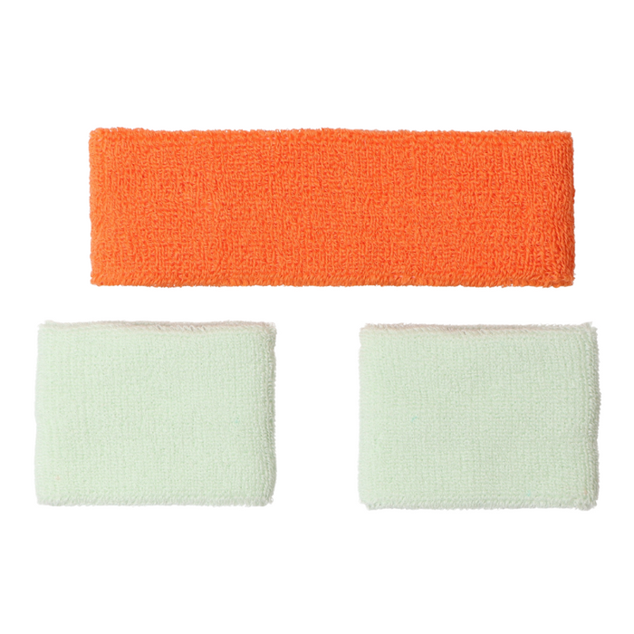 Poignets éponge et Bandeau éponge Osaka Orange/Vert - Esprit Padel Shop