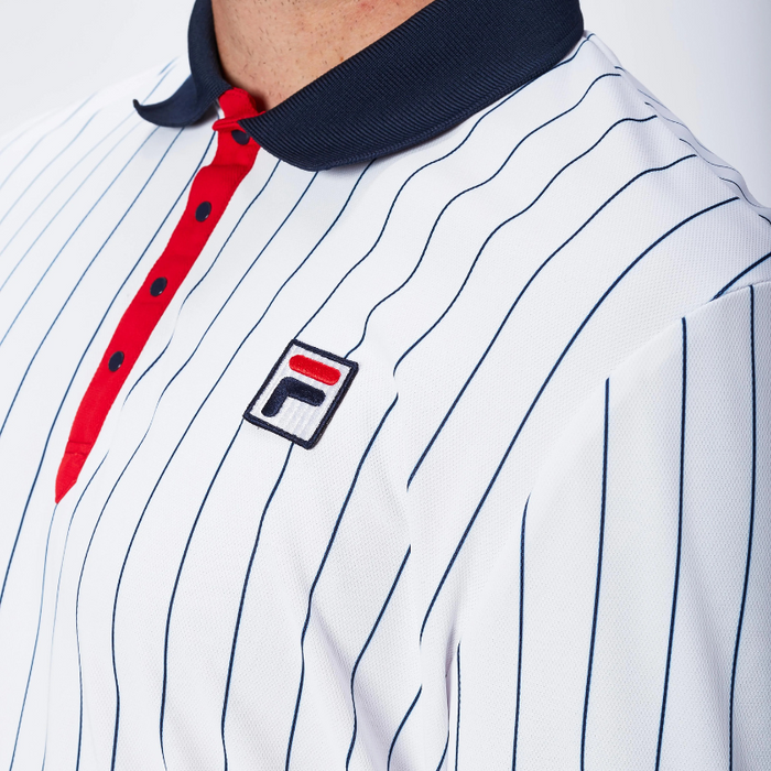 Polo Fila Stripes Blanc - Esprit Padel Shop