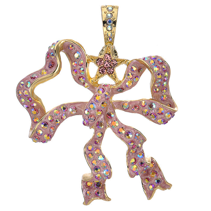 Posh Princess Victorian Bow Fold Over Pendant (Goldtone)