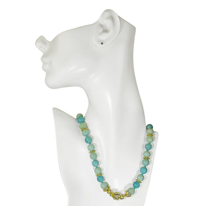 Precious Amazonite 10mm Magnetic Interchangeable Necklace (Goldtone/Amazonite)
