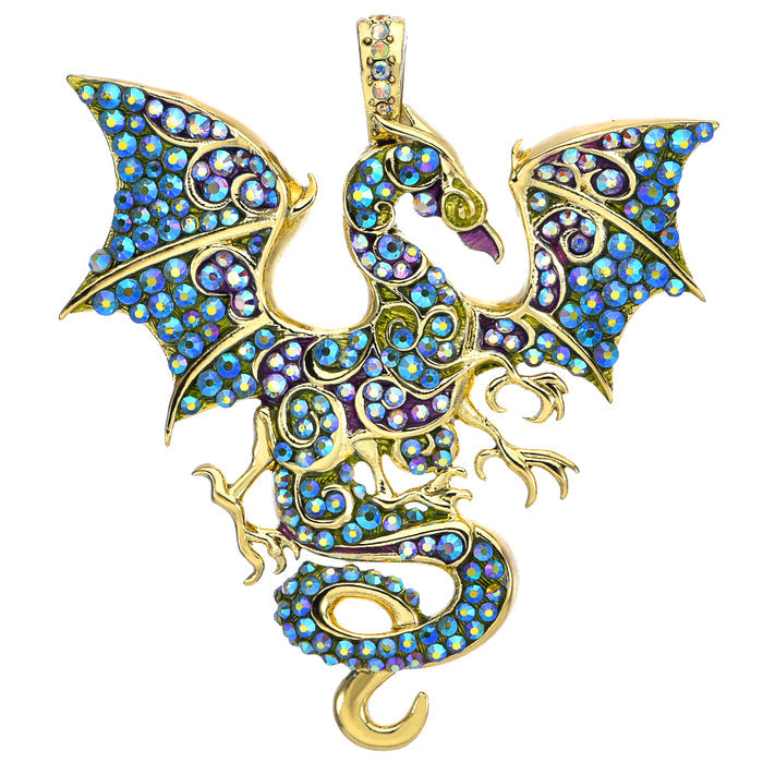 Protector Of The Realm Dragon Foldover Pendant (Goldtone)
