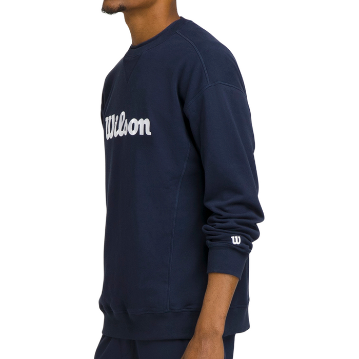 Sweat Wilson Team Crewneck Script Bleu Marine - Esprit Padel Shop