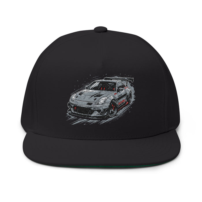Racing Car Embroidered Flat Bill Cap — JDM Drift Snapback | MPM Tuning Design