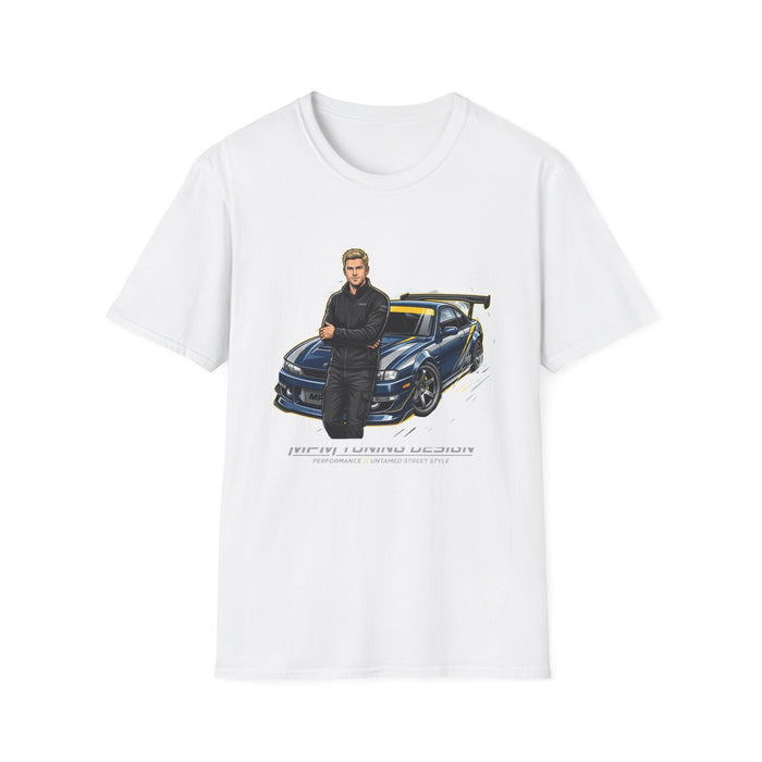 Racing Legend T-Shirt — Illustrated Driver with Performance Sports Car | MPM Tuning Design
