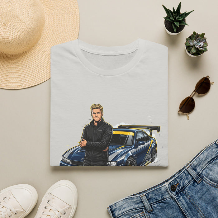 Racing Legend T-Shirt — Illustrated Driver with Performance Sports Car | MPM Tuning Design