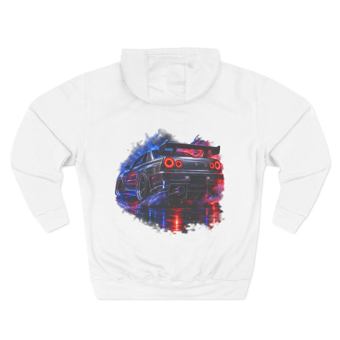 Racing Skyline Hoodie — Neon Drift Car Graphic Fleece Hoodie