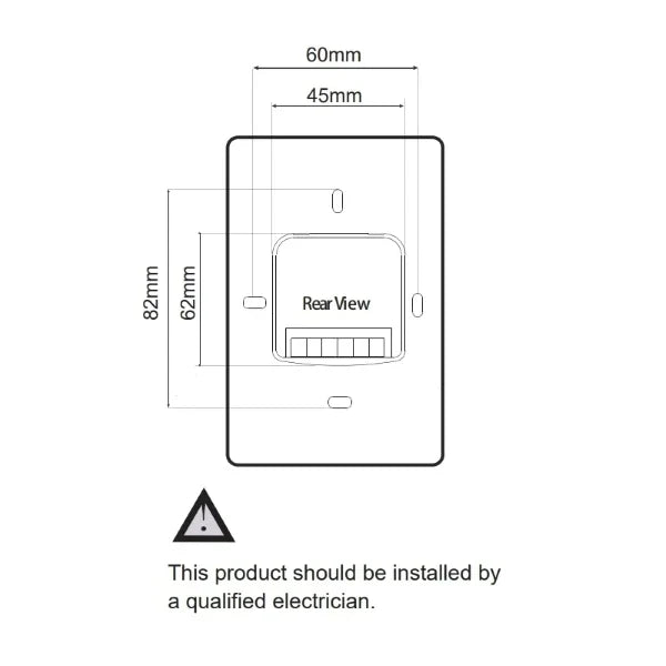 Radiant Premium Range Glass Front Digital Timer Technical Drawing - The Blue Space