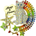 Rainbow Bridge Always and Forever Kitty Pin Pendant (Goldtone)