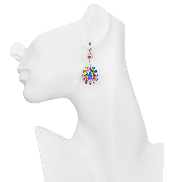 Rainbow Bridge Forever Loved Teardrop Leverback Earrings (Sterling Silvertone)