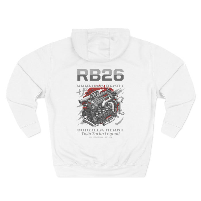 RB26 Engine Illustration Hoodie — JDM Racing Fleece Pullover | MPM Tuning Design