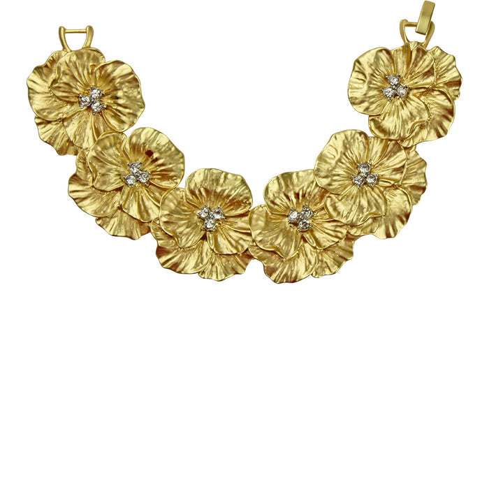 Romantic Love Pansy Bracelet (18K Matt Goldtone)