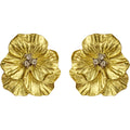 Romantic Love Pansy Pierced Earrings (18K Matt Goldtone)