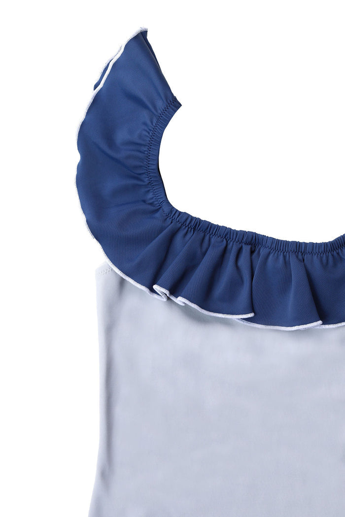 Ruffle Detail Swimsuit in Cloud Grey