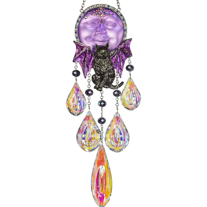 Sabrina Bat Cat Empress Seaview Moon Ornament (Silvertone/Twilight Purple)