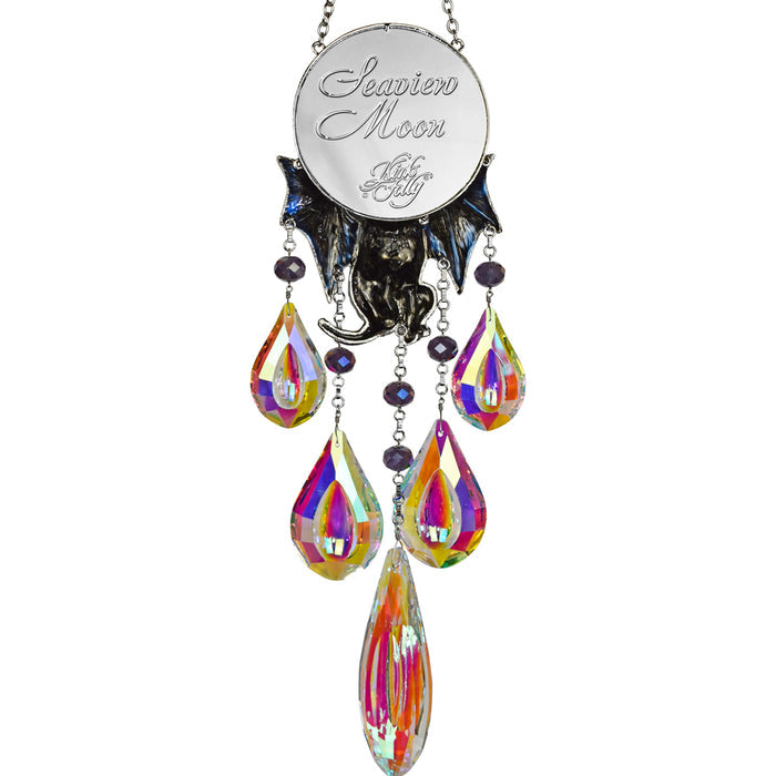 Sabrina Bat Cat Empress Seaview Moon Ornament (Silvertone/Twilight Purple)