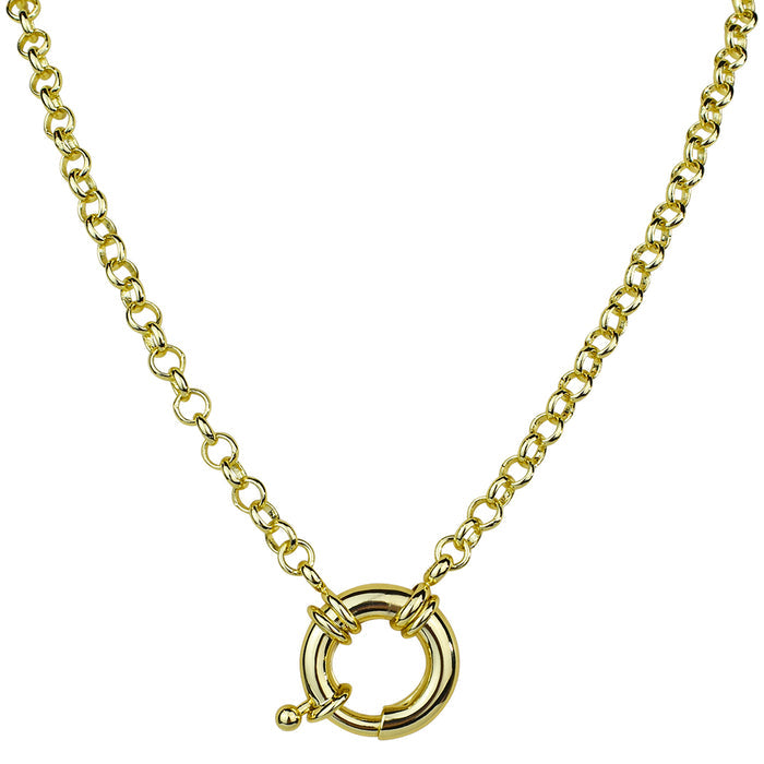 Sailor Clasp Rolo Chain Charm Holder 18" Necklace (Goldtone)