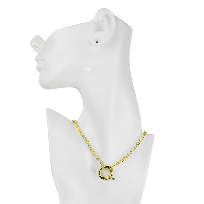 Sailor Clasp Rolo Chain Charm Holder 18" Necklace (Goldtone)