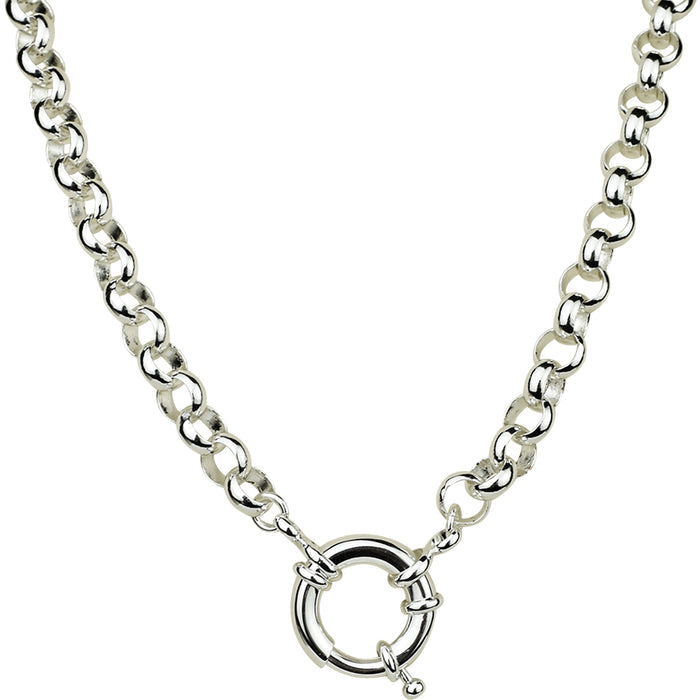Sailor Ring Large Rolo Chain Charm Holder 17" Necklace (Sterling Silvertone)