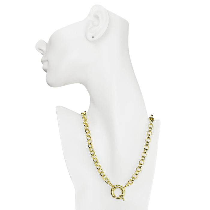 Sailor Ring Large Rolo Chain Charm Holder 32" Necklace (Goldtone)