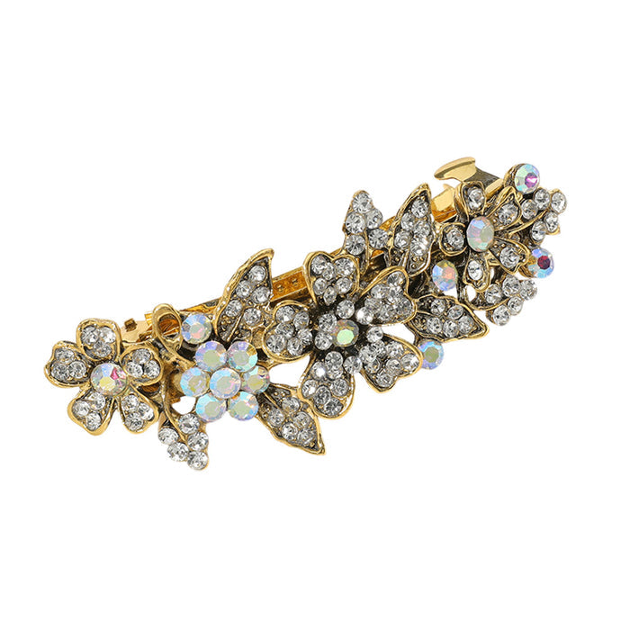 Secret Garden Flower Barrette (Antique Goldtone)