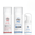 Three Elta MD skincare products on a white background