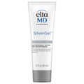 Tube of EltaMD SilverGel wound care gel with white and blue label, indicating it is a product for procedure care and has an antibacterial wound gel formula with silver 5 ppm.