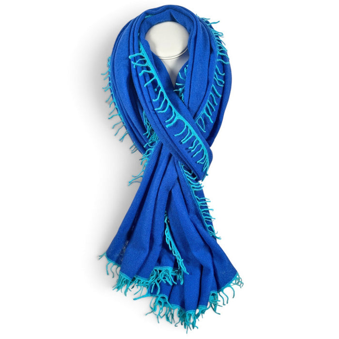 Siren 100% Cashmere Handmade Scarf (Royal Blue/Turquoise)