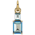 South Pacific Blue Emerald Cut Open Ring Charm (Goldtone)