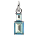 South Pacific Blue Emerald Cut Open Ring Charm (Sterling Silvertone)