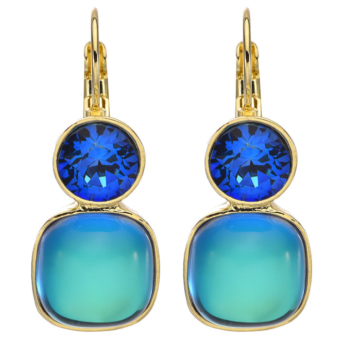 South Pacific Mystic Leverback Earrings (Goldtone/Mystic Blue Sphinx)