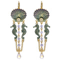 South Pacific Seahorse Dream Leverback Earrings (Goldtone)
