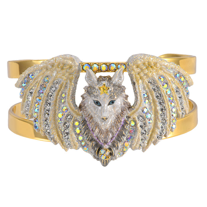 Spirit Of The Wolf Moon Cuff Bracelet (Goldtone)