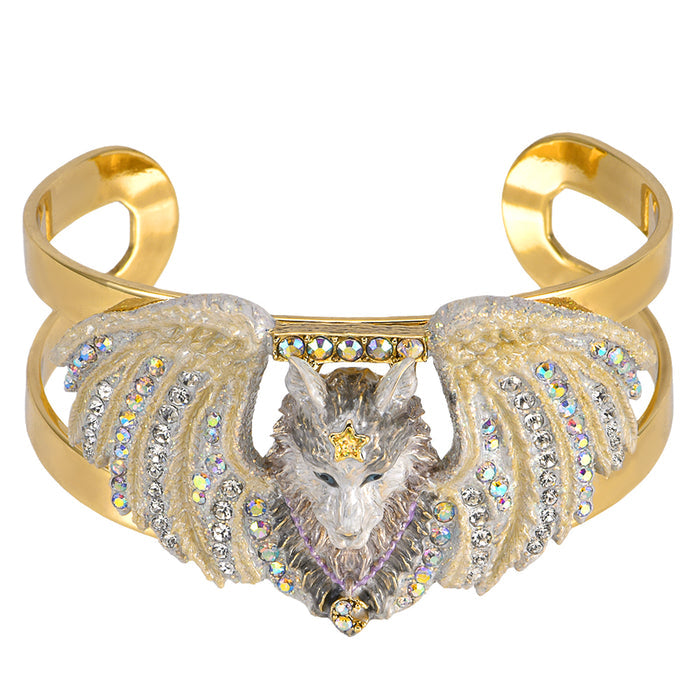 Spirit Of The Wolf Moon Cuff Bracelet (Goldtone)