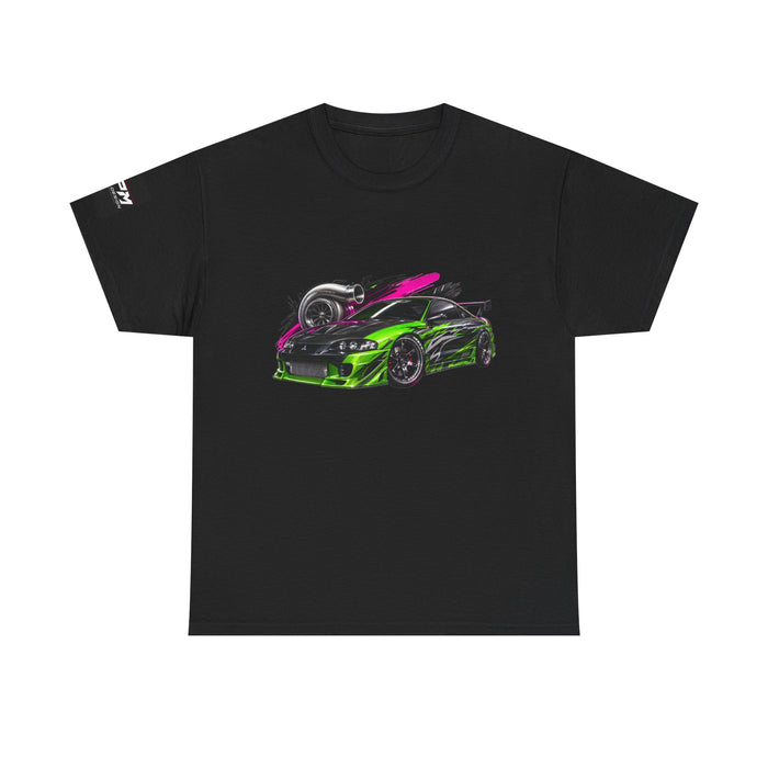 Sportscar Graphic T-Shirt — Neon Green & Pink Drift Car Design | MPM Tuning Design