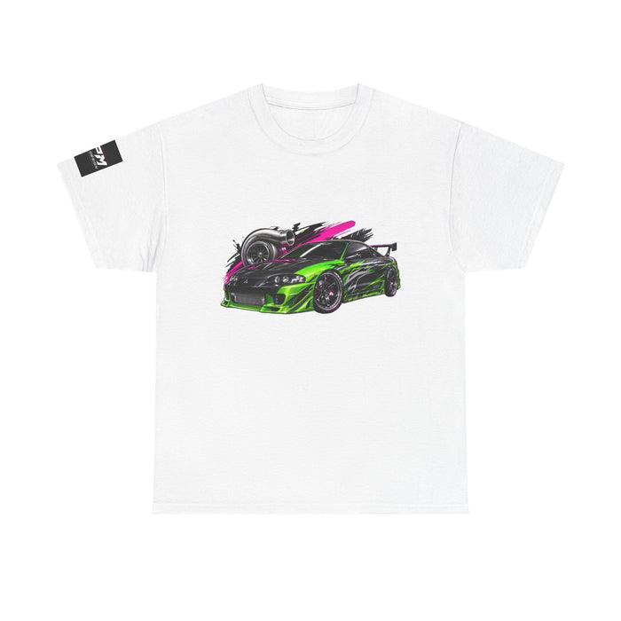 Sportscar Graphic T-Shirt — Neon Green & Pink Drift Car Design | MPM Tuning Design