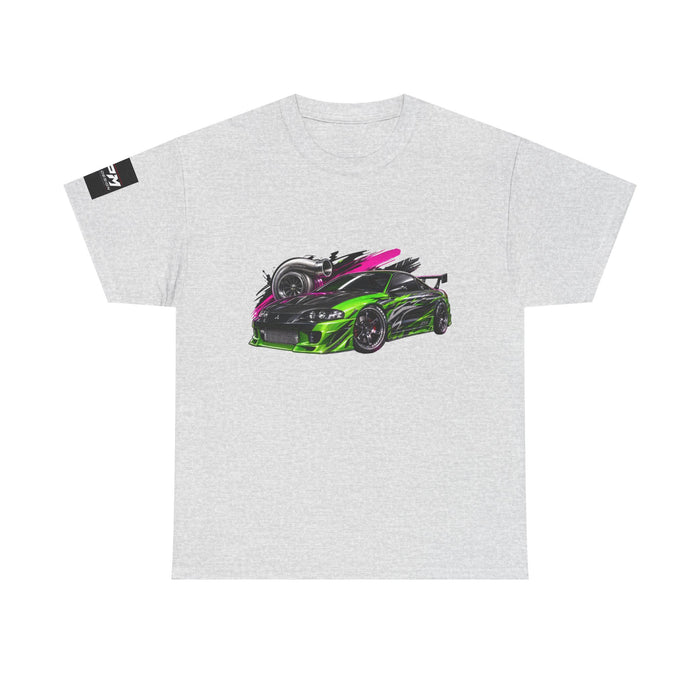 Sportscar Graphic T-Shirt — Neon Green & Pink Drift Car Design | MPM Tuning Design