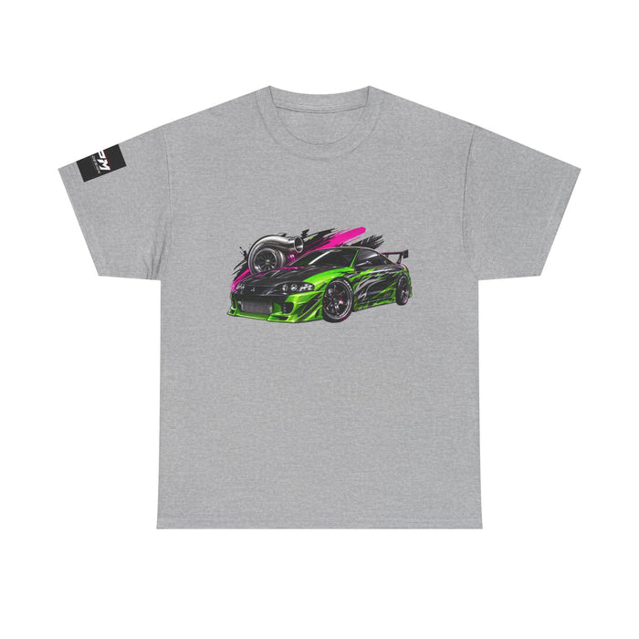 Sportscar Graphic T-Shirt — Neon Green & Pink Drift Car Design | MPM Tuning Design