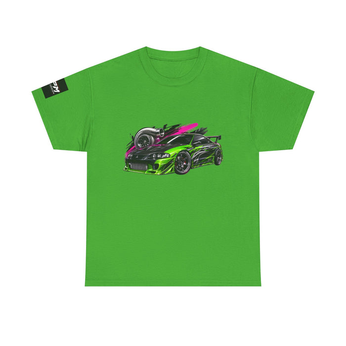 Sportscar Graphic T-Shirt — Neon Green & Pink Drift Car Design | MPM Tuning Design