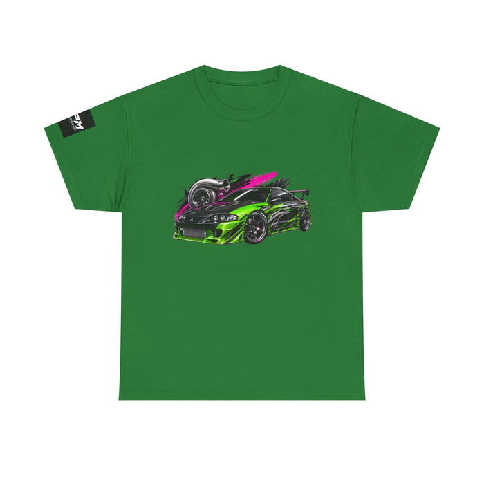 Sportscar Graphic T-Shirt — Neon Green & Pink Drift Car Design | MPM Tuning Design