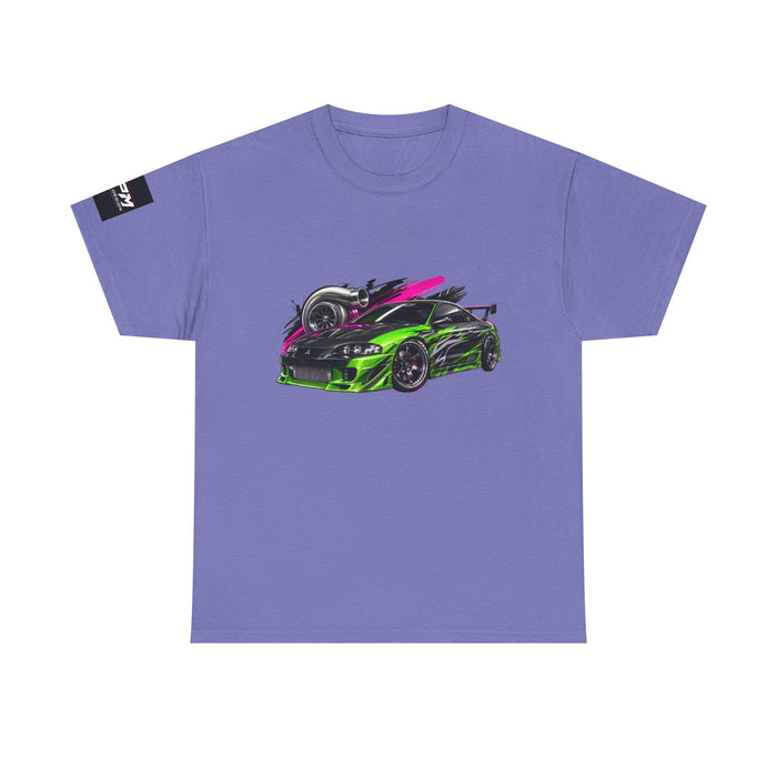Sportscar Graphic T-Shirt — Neon Green & Pink Drift Car Design | MPM Tuning Design