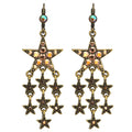 Star Shower Leverback Earrings (Brasstone)