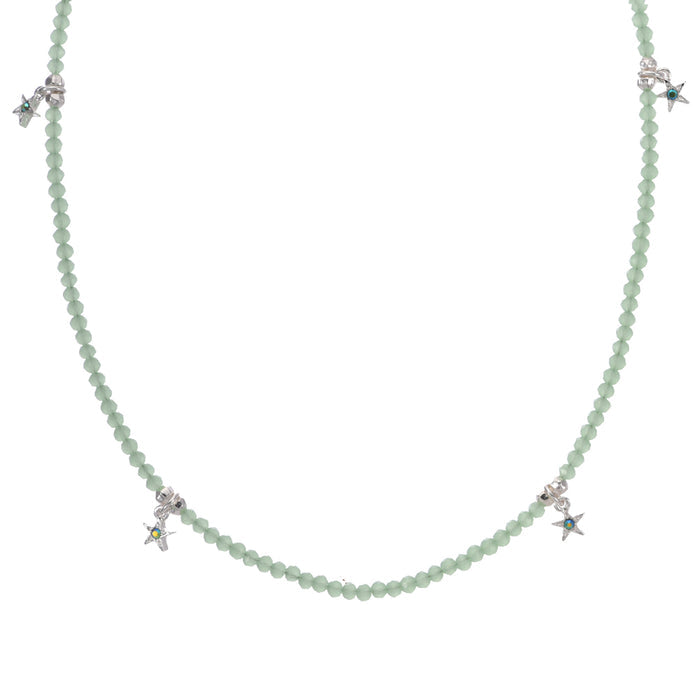 Starlight Beach Glass 18" Necklace (Sterling Silvertone/Peridot)