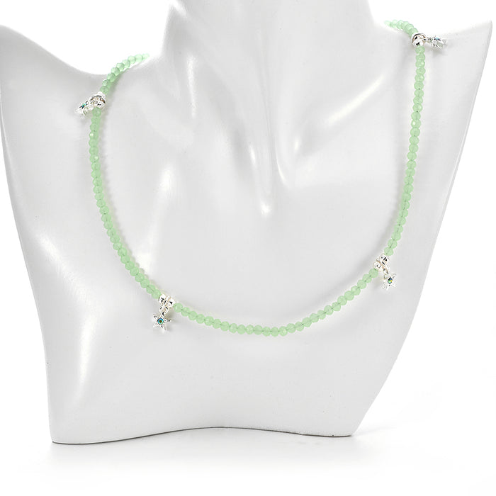 Starlight Beach Glass 18" Necklace (Sterling Silvertone/Peridot)