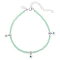 Starlight Beach Glass Anklet (Sterling Silvertone/Peridot)